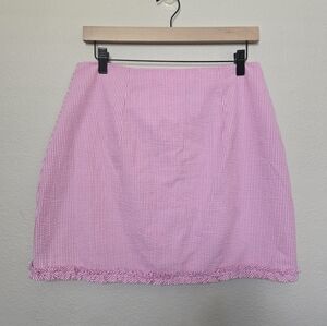 Just Madras Womens Pink White Classic Seersuker Preppy Mini Skirt size Medium